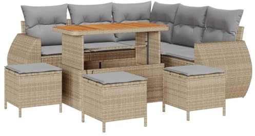 vidaXL Gartensofa-Set 9 STK. Beige Poly-Rattan