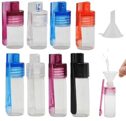 KALUROIL Pulverportionierer Set, 8 Glasflaschen in 2 Größen (51mm & 36mm), inklusive Plastiktrichter und Sieb, ideal für Küche und Outdoor, vielseitig verwendbar, zuverlässige Aufbewahrung