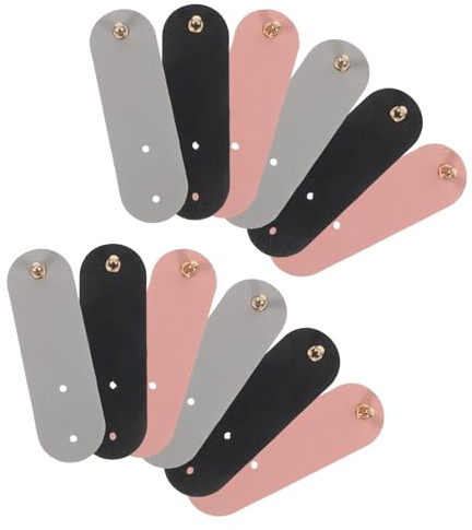 BAZEITFLOW 12 Stück USB Kabelhalter aus Pu-leder mit Snap-design Wiederverwendbare Vielseitige Kabelclips für Ohrhörer Ladekabel und Elektrogeräte Kabelorganizer für Büro Reise und Zuhause in