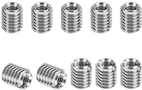 TOP-VIGOR 10 Pcs Thread Adapters Sleeve Reducing Nut, M5 x 0.8 Male to M3 x 0.5 Female Repairing Insert Nut Screw Reducer 303 Stainless Steel for Metal & Automotive Fixes (6mm Long)