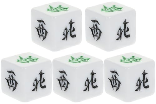 ZUNOXAZ 5 Stück Mahjong Würfel Acryl Kleine Würfel mit Abgerundeten Ecken Leicht und Tragbar für Brettspiele und Windrichtungsspiel bei Familienfeiern und Bars