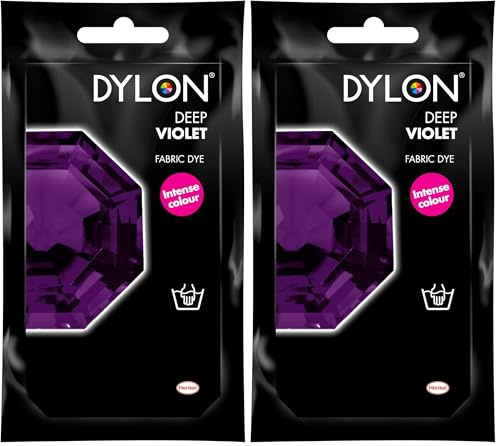 DYLON Hand Dye, Fabric Dye Sachet for Clothes, Soft Furnishings and Projects, 50 g - Deep Violet (Pack of 2)