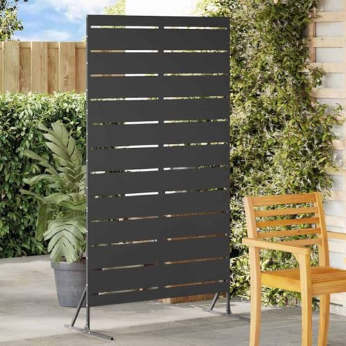 Garten Sichtschutz Schwarz 100x50x180 cm, Robuster Stahl Zaun für Terrasse und Balkon, Wetterfester Sichtschutzwand für Privatsphäre im Außenbereich