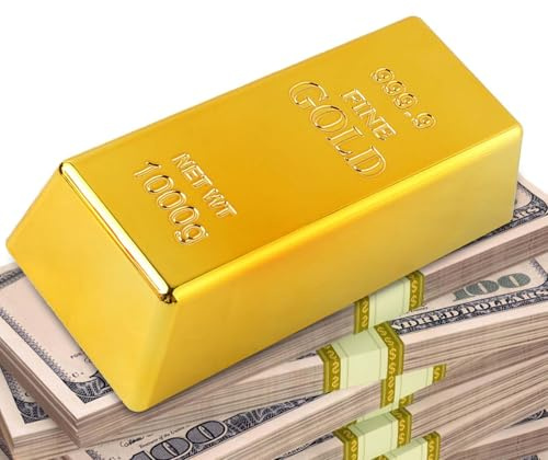 caiduos Gefälschte Goldbarren Requisite, Gefälschtes Goldbarrenspielzeug, Glitzernder ABS Goldbarrens, Realistischer Goldbarren Dekorationen, für Filme, Neuheiten, Geschenkideen und Spaß