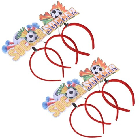 Gogogmee Lot de 6 Bandeaux de Football pour Fête Coupe du Monde 2026 Accessoires Cheveux Unisexes Taille Unique Modèles Variés Motifs Ballon, Couronne et Feu pour Match, Cosplay