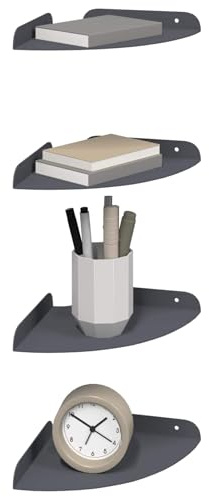 vidaXL Schwebendes Regal mit Regal 4 pcs Anthrazit 18 x 18 x 2 cm, Wohnzimmer, minimalistisches Design, schwebendes Regal, platzsparend, Moderne Wandmontage für Deine Deko