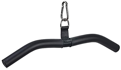 Barra para Jalon al Pecho, Barra para Biceps y Triceps 48 cm Negra | Accesorios para Culturismo, Crossfit, Entrenamiento de Fuerza, Fitness, Gimnasio y Entrenamiento en Casa