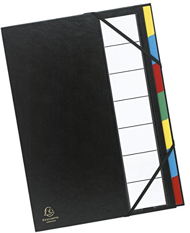 Exacompta 55320E Premium Ordnungsmappe Harmonika Ordonator. Mit festem Einband für DIN A4 7 Fächer und 2 Gummizüge mit Indexfenster und dehnbarem Rücken Register-Mappe 1 Stück Zufallsfarbe