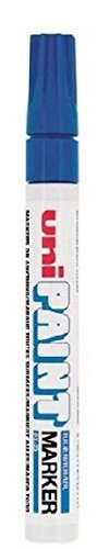 Uni Coloured Medium (2.2-2.8mm) PX-20 Blue Oil Paint Marker Pen Metal Glass Wood Plastic Stone Outdoor Bullet Nib Tip (Pack Of 1)