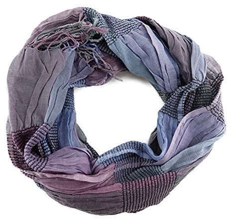 TigerTie Raffschal in altrosa flieder blau grau gemustert - Schal Größe 180 x 25 cm
