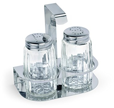 getgastro Menage-Set aus Edelstahl & Glas – 2-teiliges Salz- und Pfefferstreuer Set, Höhe 10 cm, stilvolles Design für den Esstisch