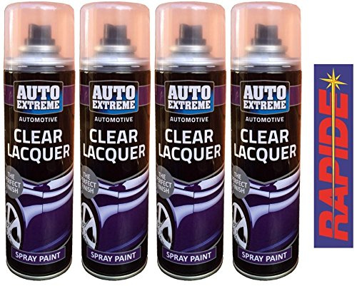 4 x Clear Lacquer Spray Paint DIY Cars Vans Auto Spray Interior Exterior 250ml New