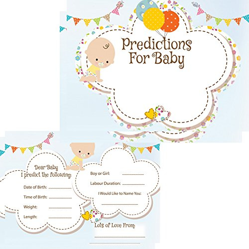 Rustic Robin RR Designs Vorhersagekarten für Babyparty, 16 Gäste, Baby-Design, Spielaktivitäten