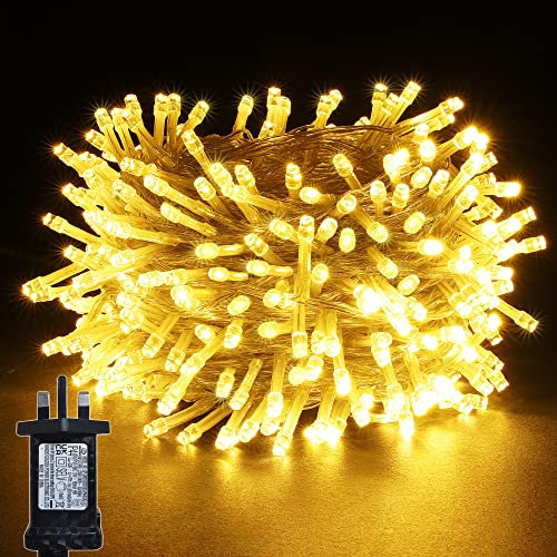 YOSION LED Christmas Lights, String Fairy Lights On Clear Cable with 12 Modes,Timer,Ideal for Home Christmas Halloween Wedding Party (200 LEDs, Warm White)