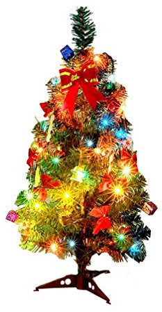 NUOBESTY mini albero di natale da tavolo mini albero di natale artificiale con luce a led scintillanti ornamenti natalizi per decorazioni fai da te per feste da 30 cm