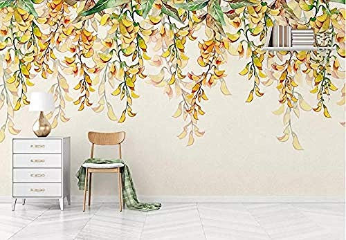 Romantic Watercolor Hand Painted Yellow Flower Mural Wallpaper Modern Wall Wallpaper Wallpaper Grey Wall Sticker Border self Adhesive Brick Bathroom Silver Bedroom Borders Glitter kitchen-250cm×175cm