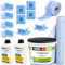 Kit d'étanchéité pour douche de salle de bain 12 kg de film liquide, 4 coins intérieurs, 2 coins extérieurs, 4 manchettes murales, bande d'étanchéité de 20 m, bande d'étanchéité 3 m, fond de