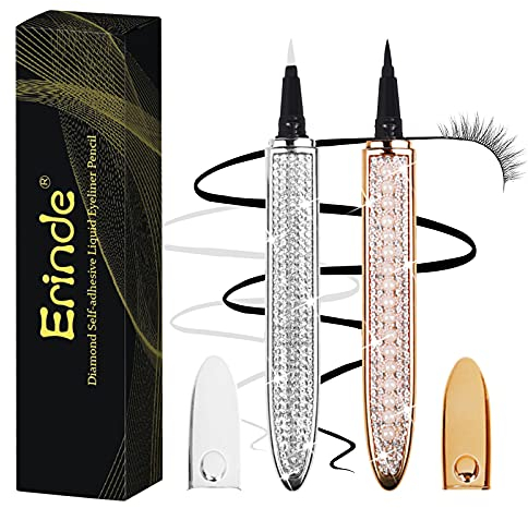 Erinde 2PCS Verbesserter selbstklebender Eyeliner-Stift, Wimpernkleber-Stift, kein Kleber, kein magnetischer flüssiger Eyeliner-Stift, Eyeliner für Augen-Make-up, falsche Wimpernyeliner für Augen