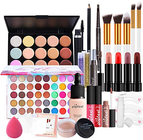 MKNZOME - Set di 26 kit per il trucco da donna professionale con astuccio per il trucco, palette di trucco, ombretto, lucidalabbra, set regalo di compleanno Natale