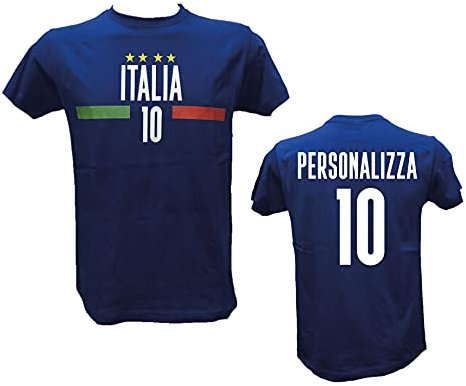 T-Shirt da Bambino Maglia Blu Italia per Veri Tifosi Italiani, Stampata Direttamente su Tessuto. Personalizzata con Il Tuo Nome e Numero o del Tuo Giocatore Preferito (7/8 Anni)