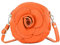 modamoda de T225 Damen Leder Umhängetasche Abendtasche Clutch Blüte Klein handmade in Italy, Farbe:Orange