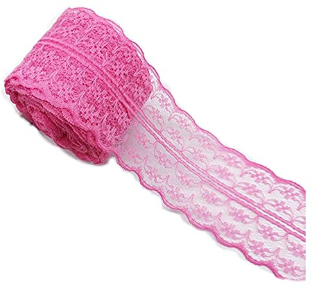 Anawakia 10 m Spitzenbordüre Spitzenband Dünne Spitze Stoff Ribbon Trim 4,5 cm Breite Lace Trim Ribbon für DIY Handwerk Kleidung Zubehör Hochzeit Brithday Weihnachtsdekoration (Rosa)