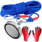 MVT Magnetfischen Magnetangel Set 150KG Stark Mit 20m Seil 8mm Dick Neodym Bergemagnet Mit 2 Karabinerhaken und Handschuhe Super Starker Magnet 60mm
