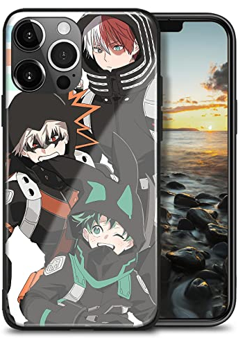 HWLHJJ BNHA Bakugo Deku Todoroki MHA Anime Handyhülle Manga Anti-Drop Shell Cover (für iPhone 11, gehärtetes Glas)