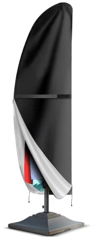 Housse de Protection de Parasol, Housse de Parasol Imperméable Résistant avec Fermeture Éclair pour Parasol de 2 à 4 m Résistante et Durable pour Parasol Déporté (265 x 40 x 70/50 cm)