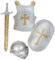 KarnevalsTeufel 4 TLG. Ritter-Set in schwarz Schutzschild Brustpanzer Helm und Schwert