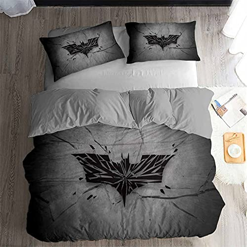 Ste-X Bettbezug-Set Superheld Batman 3-teiliges Weiches Und Atmungsaktives Weißes Bettwäsche-Set ? Reißverschluss + 2 Kissenbezüge 80 X 80 (135x200cm,Fledermaus 01)
