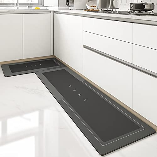 Lange Anti-Rutsch-Bodenmatte für die Küche, super saugfähige Bodenmatte, Wasser- und ölabsorbierender Teppich für Zuhause, waschbare schnell trocknende Küchenteppiche (45*120cm, Rechteck Dunkelgrau)
