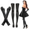 Sexy Black Elastic Spandex Shiny Long Gloves and Black Thigh High Stockings ，Women's Costume Set Prom Long Patent Leather Gloves for Christmas Party Halloween Party 1920s Style for Women