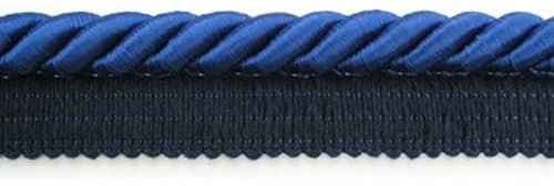 ab 5m Kordel mit Band Ø8mm Breit 2 cm Farbe Blau Möbelkordel Satinkotdel Schnur Polsterschnur Geflochten Kissen (DE)