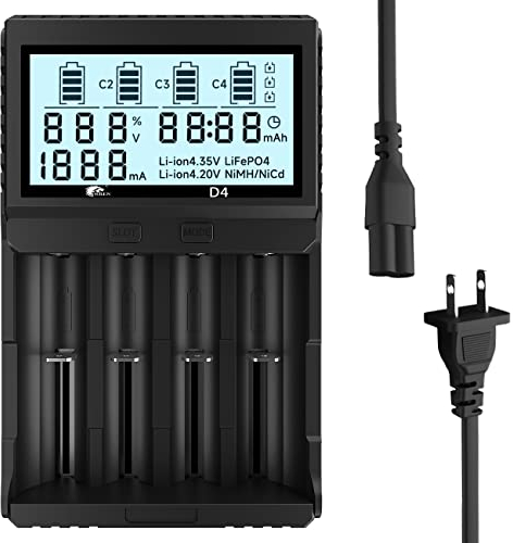 IMREN Chargeur de Batterie 18650, LCD-Display avec Test de Capacité, 4 Slots Universel Rapide Chargeur Piles Rechargeable pour 1.2V Ni-MH/Ni-CD LiFePO4 18650 18500 20700 21700 26650