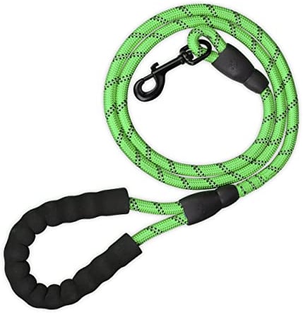 Relaxdays Hundeleine reflektierend, 150 cm, gepolsterte Schlaufe, Leine kleine & große Hunde, bis 50 kg, Nylon, grün