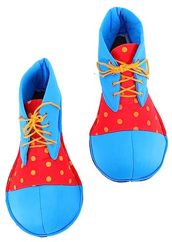 COHEALI 1 Paio Stivali Rossi Clown Scarpe da Clown Rosse Scarpe da Clown Nere Pagliaccio Cosplay Grandi Scarpe Naso Clown del Circo Scarpe Clown Set di Abbigliamento Halloween Tessuto