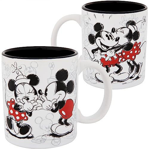 Jerry Leigh Mickey y Minnie Mouse Kissy Sketch - Taza de 325 ml