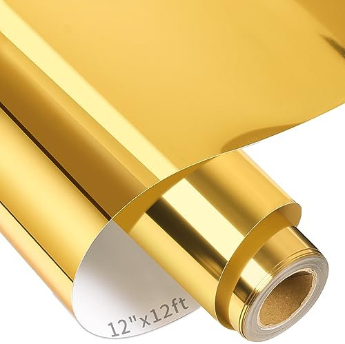 VINYL FROG HTV-Vinyl-Rolle, Metallic-Folie, 30,5 x 30,6 m, Gold/Chrom, zum Aufbügeln, einfach zu schneiden und zu entgittern, DIY Heat Press Design für T-Shirts, VF-HTV14-GD-12FT