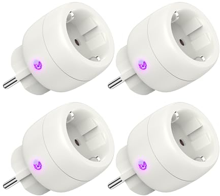 Wlan Steckdose kompatibel mit Alexa & Google Home, Smart Plug mit Strommessung, Smart Life App-Steuerung, 3680W, 16A,2.4GHz, 4er Pack