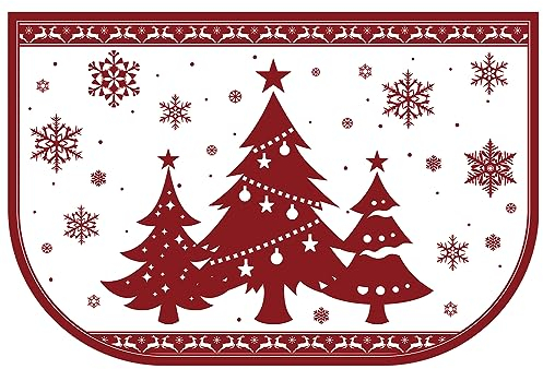 Ceenna Weihnachten Kamin Herd Teppich 24 x 36 Zoll Kaminmatten Weihnachten Feuerfest Kaminteppich Feuerfeste Teppiche für Kamin Holzofen Bodenschutz Küche Kabine Indoor