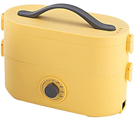 Portapranzo Elettrico, Contenitore Riscaldante per Alimenti in ABS con Strato Separato per Auto (Giallo)
