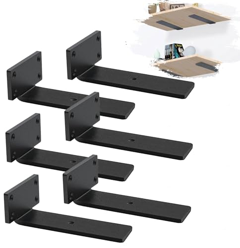 MLOQI 6 stück Regalhalterung Schwarz, Regalträger Tablarträger Schwerlastwinkel Winkel, Regal Wandhalterung, Regal Regalwinkel Schwerlast 15 cm
