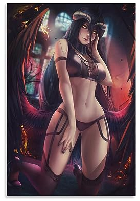 Overlord Anime-Poster, Albedo Bikeni, sexy ästhetische Poster, Jungs, Schlafzimmer, Spielzimmer, Badezimmer, Dekoration, Wandkunst, Gemälde, Leinwand, Wanddekoration, Heimdekoration, Wohnzimmer-Dekor,