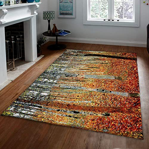 CIHCOHOME Gustav Klimt Stil Bereich Teppich für Wohnzimmer Teppiche Zypressenwald Bauernhaus Teppich Teppich für Schlafzimmer unter Esstisch Home Office Dekor 120x180cm