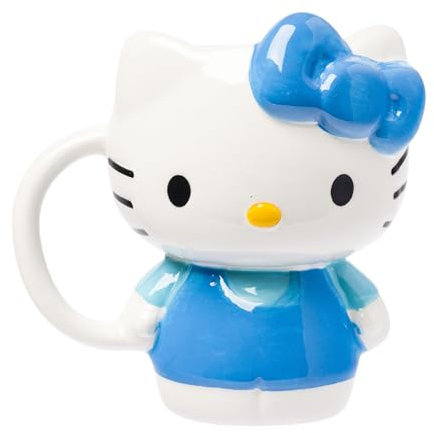 Silver Buffalo Hello Kitty - Taza de cerámica esculpida en 3D, color azul