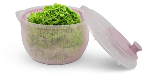 Pro Home Essoreuse à salade (2,7 l, Ø 20 cm) sans BPA, 3 en 1 – Essoreuse, passoire et saladier, manivelle 3D – Essoreuse sans effort, sèche salade