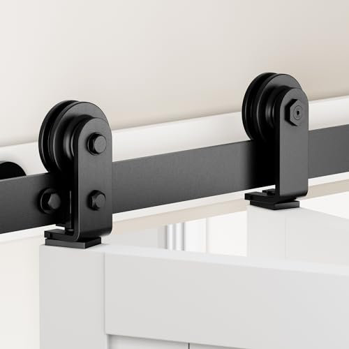 ZEKOO 48 Bi-Folding Sliding Barn Door Hardware Kit for 2 Doors, Bifold Closet Door Bifold Barn Door Top Mount, Smoothly and Quietly, I Shape Hanger