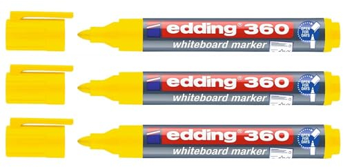 Edding Whiteboard-Marker 360, Gelb, Rundspitze 1,5-3 mm, 3 Stück