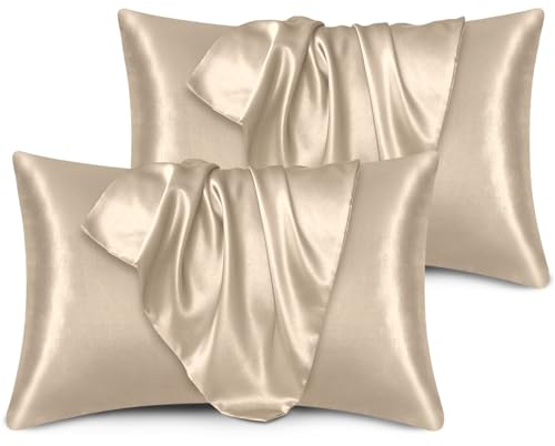 2er Satin Kissenbezug 40 x 80cm, Weich Wie Seidenkissenbezug, Satin Kopfkissenbezug Wie Seide, Silk Pillowcase für Haar und Haut